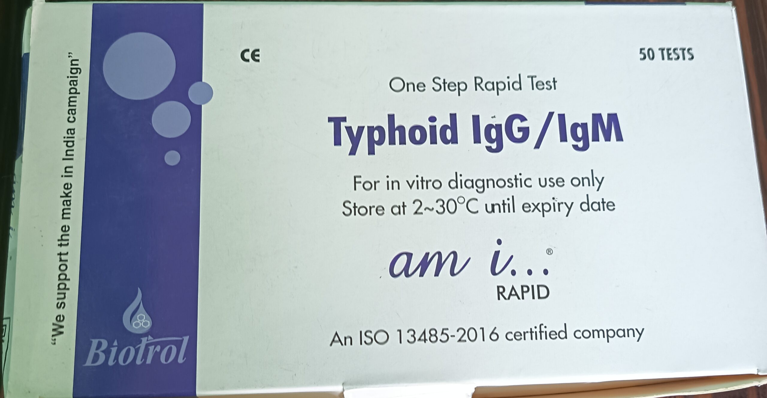 Typhoid IgG/IgM 50T/Box
